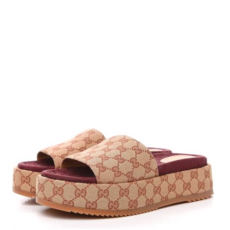 gucci monogram platform sandals|authentic gucci sandals women.